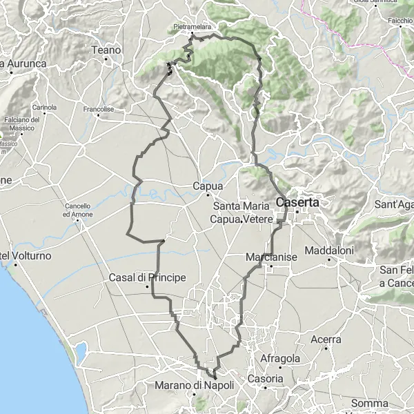 Map miniature of "Challenge Yourself on the Monte Sant'Angelo Climb" cycling inspiration in Campania, Italy. Generated by Tarmacs.app cycling route planner