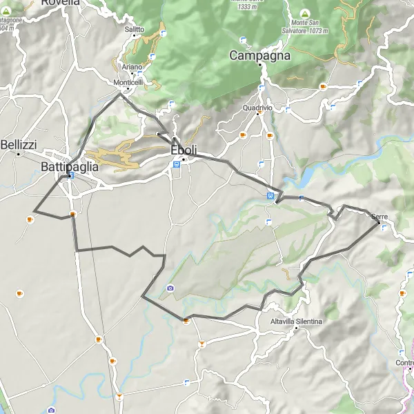 Miniatura della mappa di ispirazione al ciclismo "Il Giro delle Ville" nella regione di Campania, Italy. Generata da Tarmacs.app, pianificatore di rotte ciclistiche