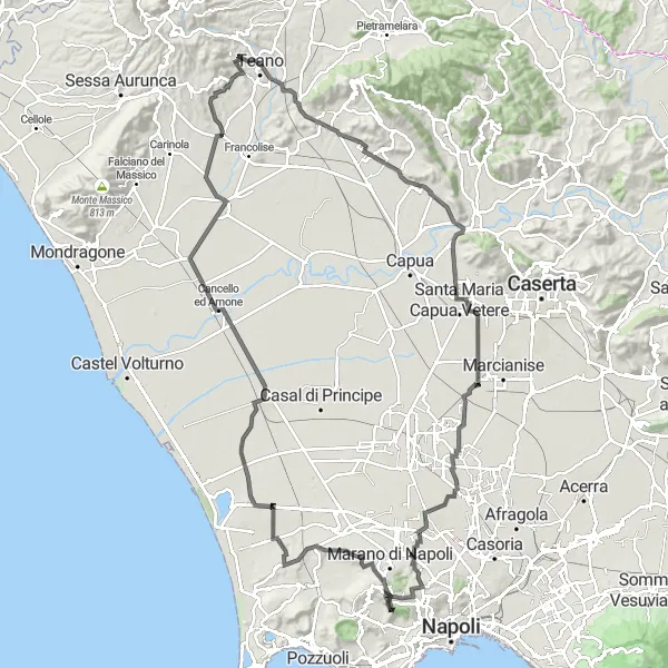 Map miniature of "Villa Literno Circuit" cycling inspiration in Campania, Italy. Generated by Tarmacs.app cycling route planner