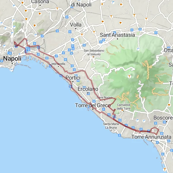 Map miniature of "Tour around Torre del Greco" cycling inspiration in Campania, Italy. Generated by Tarmacs.app cycling route planner