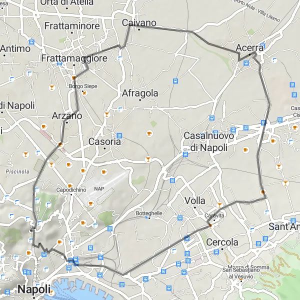 Miniatura della mappa di ispirazione al ciclismo "Percorso Ciclabile da Stella a Acerra" nella regione di Campania, Italy. Generata da Tarmacs.app, pianificatore di rotte ciclistiche