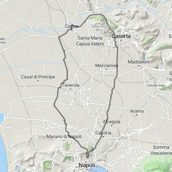 Miniatura della mappa di ispirazione al ciclismo "La pedalata storica di Stella" nella regione di Campania, Italy. Generata da Tarmacs.app, pianificatore di rotte ciclistiche