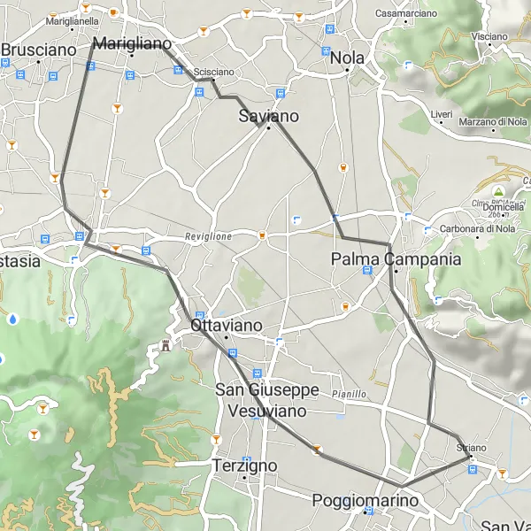 Map miniature of "Saviano Loop" cycling inspiration in Campania, Italy. Generated by Tarmacs.app cycling route planner