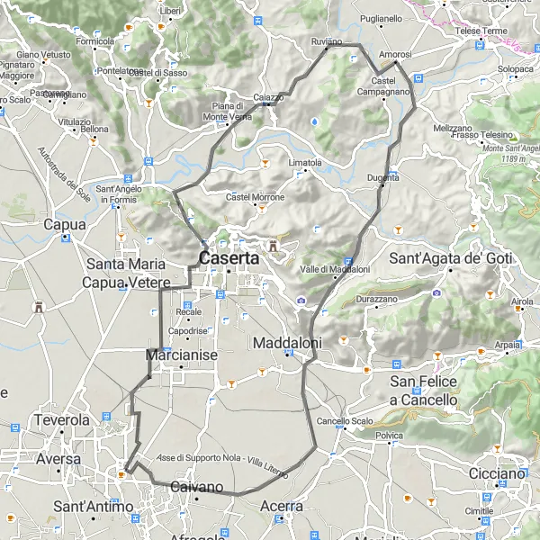 Miniatura della mappa di ispirazione al ciclismo "Giro in Bicicletta da Succivo" nella regione di Campania, Italy. Generata da Tarmacs.app, pianificatore di rotte ciclistiche