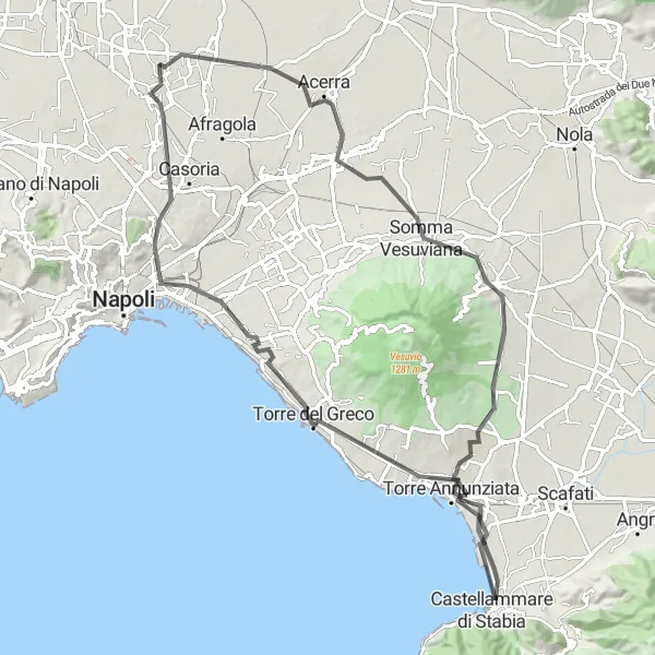 Map miniature of "Acerra to Frattamaggiore Loop" cycling inspiration in Campania, Italy. Generated by Tarmacs.app cycling route planner