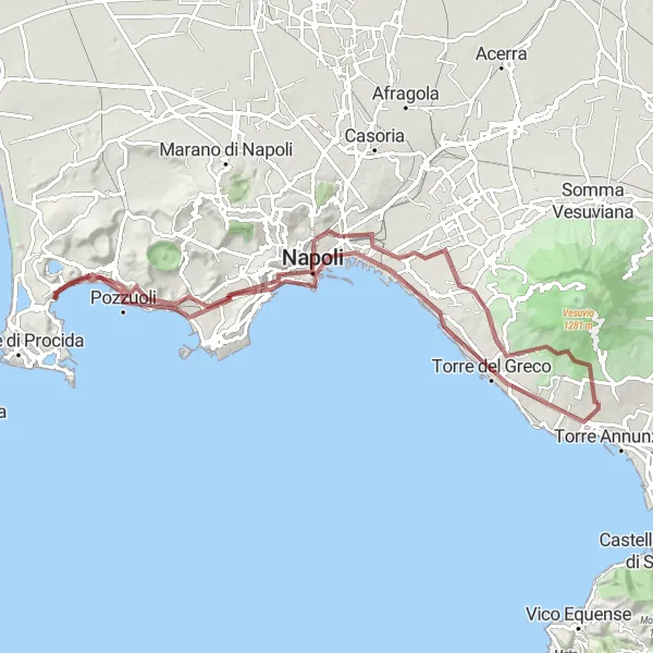 Miniatura della mappa di ispirazione al ciclismo "Giro in Gravel tra Torre Annunziata e Trecase" nella regione di Campania, Italy. Generata da Tarmacs.app, pianificatore di rotte ciclistiche
