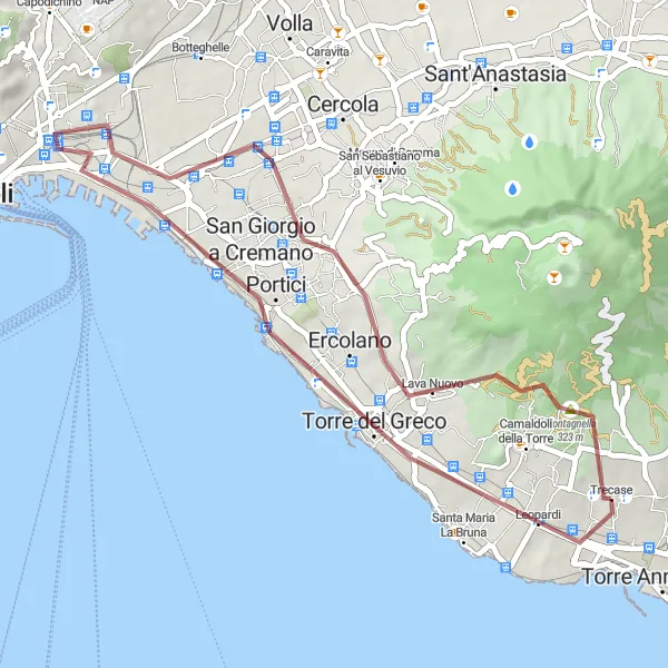 Map miniature of "Gravel Exploration" cycling inspiration in Campania, Italy. Generated by Tarmacs.app cycling route planner