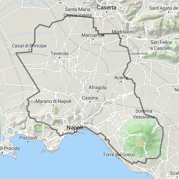 Map miniature of "Vesuvius Loop" cycling inspiration in Campania, Italy. Generated by Tarmacs.app cycling route planner