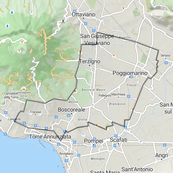 Map miniature of "Lap of Vesuvius" cycling inspiration in Campania, Italy. Generated by Tarmacs.app cycling route planner