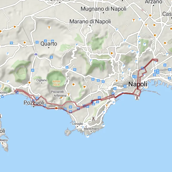 Map miniature of "Gravel Adventure and Cultural Marvels" cycling inspiration in Campania, Italy. Generated by Tarmacs.app cycling route planner