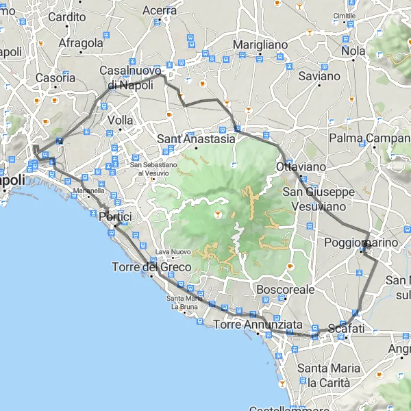 Map miniature of "Cultural Wonders and Natural Beauty" cycling inspiration in Campania, Italy. Generated by Tarmacs.app cycling route planner