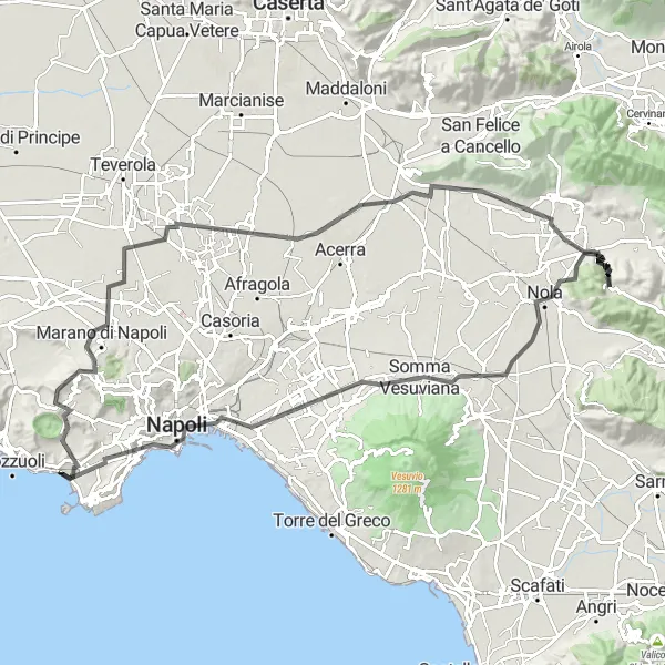 Miniatura della mappa di ispirazione al ciclismo "Giro in bicicletta tra Nola e Caivano" nella regione di Campania, Italy. Generata da Tarmacs.app, pianificatore di rotte ciclistiche