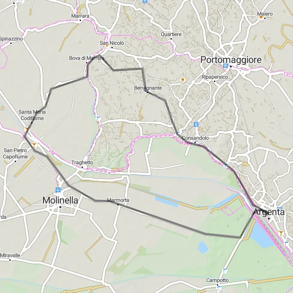 Miniatua del mapa de inspiración ciclista "Ruta de Marmorta a Saiarino" en Emilia-Romagna, Italy. Generado por Tarmacs.app planificador de rutas ciclistas