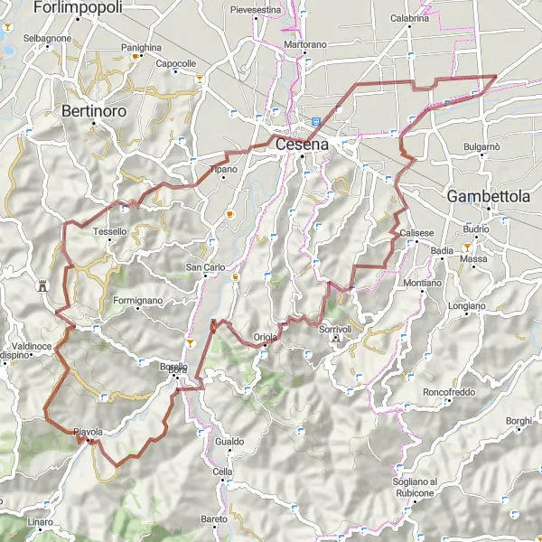 Karten-Miniaturansicht der Radinspiration "Herausfordernde Gravel-Route um Bagnarola" in Emilia-Romagna, Italy. Erstellt vom Tarmacs.app-Routenplaner für Radtouren