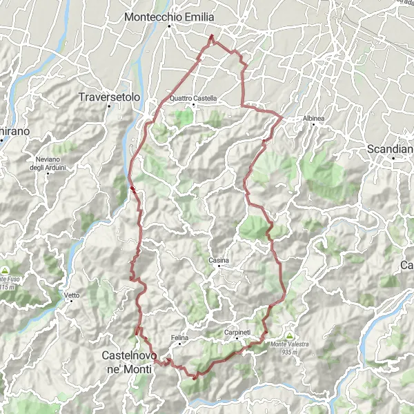 Map miniature of "Monte Leone Gravel Adventure" cycling inspiration in Emilia-Romagna, Italy. Generated by Tarmacs.app cycling route planner