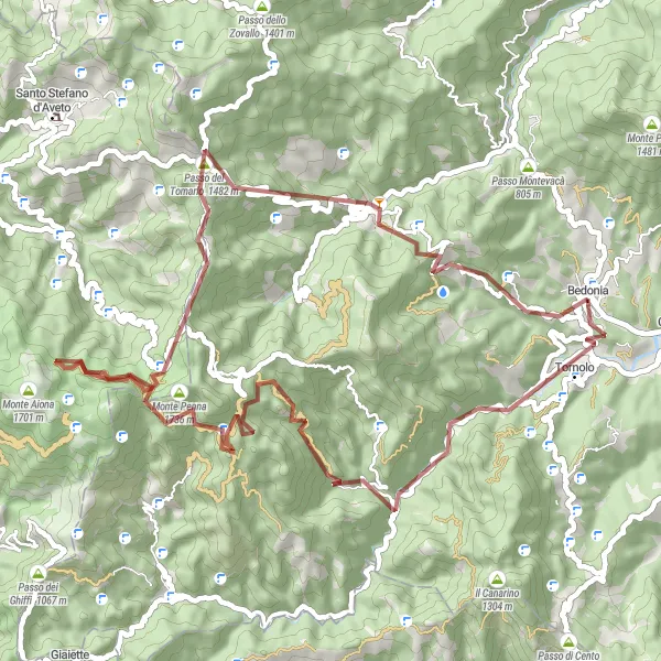 Miniatuurkaart van de fietsinspiratie "Gravelrit naar Tornolo en Monte Zucchero" in Emilia-Romagna, Italy. Gemaakt door de Tarmacs.app fietsrouteplanner