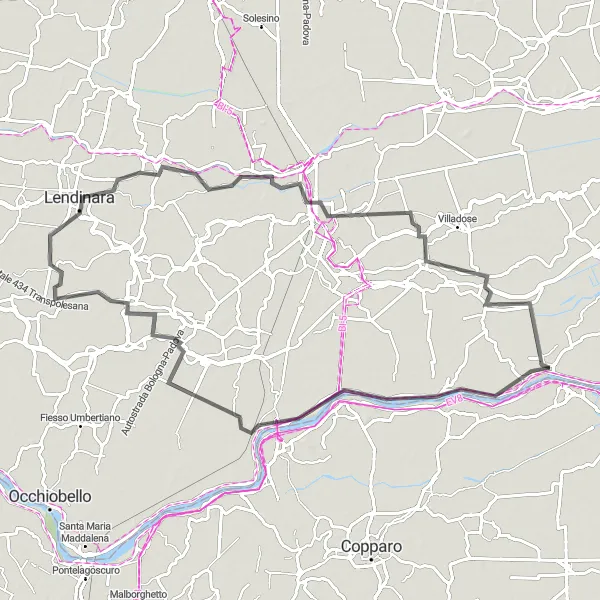 Karten-Miniaturansicht der Radinspiration "Rundfahrt durch die venezianische Landschaft" in Emilia-Romagna, Italy. Erstellt vom Tarmacs.app-Routenplaner für Radtouren