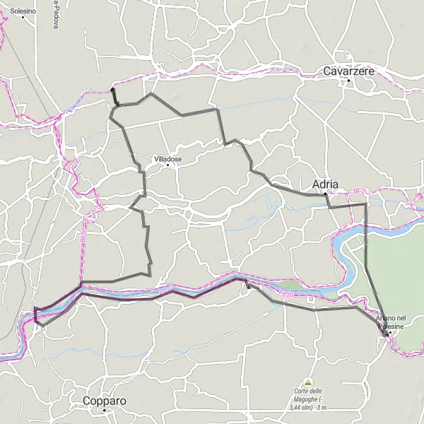 Kartminiatyr av "Kust till landsbygd" cykelinspiration i Emilia-Romagna, Italy. Genererad av Tarmacs.app cykelruttplanerare