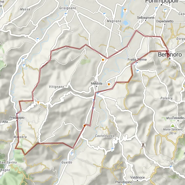 Karten-Miniaturansicht der Radinspiration "Gravel-Rundfahrt Bertinoro - Rocca di Bertinoro" in Emilia-Romagna, Italy. Erstellt vom Tarmacs.app-Routenplaner für Radtouren