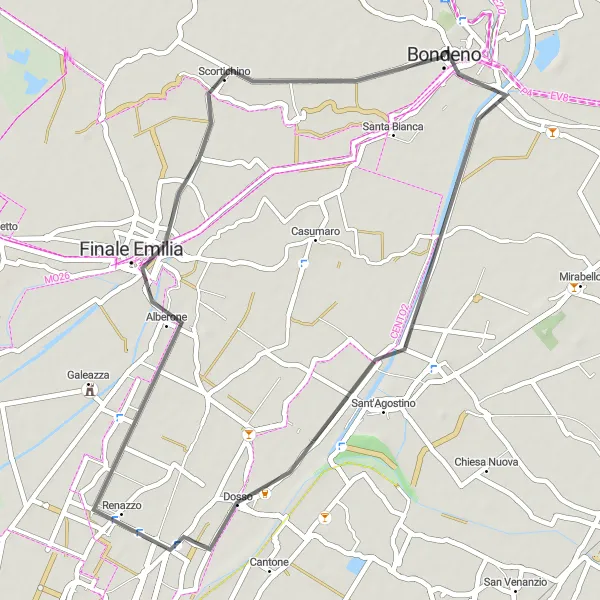 Map miniature of "Scenic Loop - Road Route" cycling inspiration in Emilia-Romagna, Italy. Generated by Tarmacs.app cycling route planner