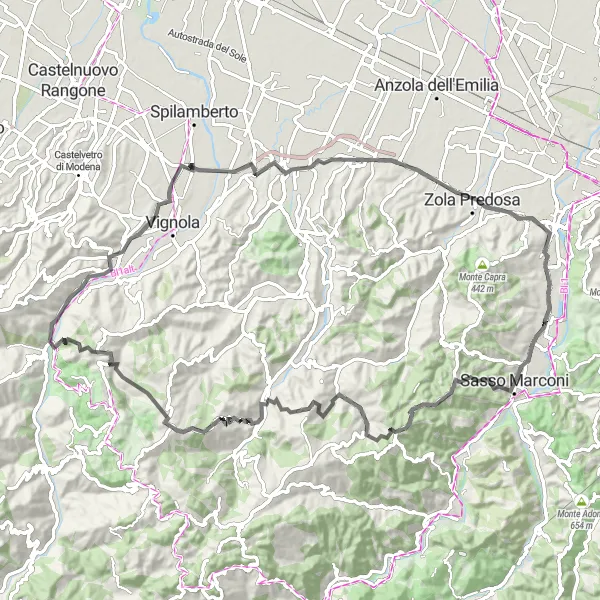 Miniatuurkaart van de fietsinspiratie "Monte Bonsara - Borra Cycling Route" in Emilia-Romagna, Italy. Gemaakt door de Tarmacs.app fietsrouteplanner