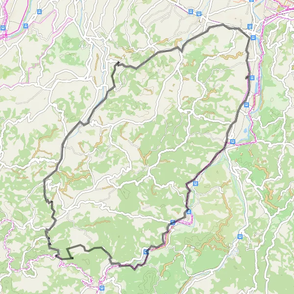 Miniatura della mappa di ispirazione al ciclismo "Giro in bicicletta da Borgonuovo a Savigno" nella regione di Emilia-Romagna, Italy. Generata da Tarmacs.app, pianificatore di rotte ciclistiche