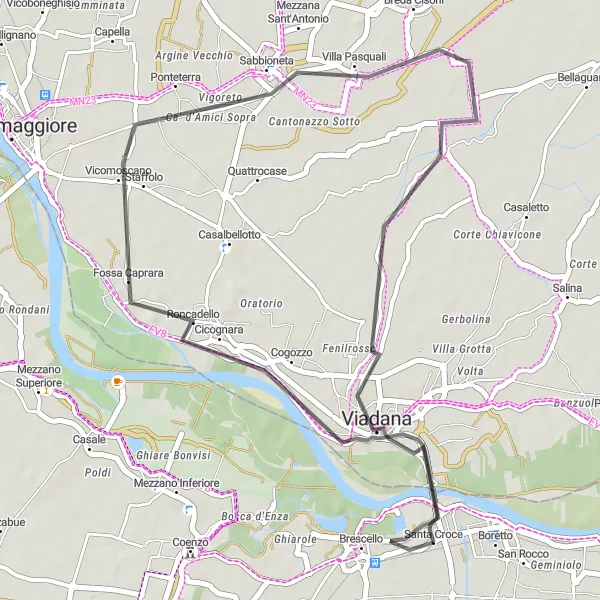 Miniatura della mappa di ispirazione al ciclismo "Tra i borghi storici lungo il Po" nella regione di Emilia-Romagna, Italy. Generata da Tarmacs.app, pianificatore di rotte ciclistiche