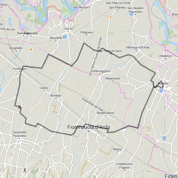 Map miniature of "The Pallavicino Challenge" cycling inspiration in Emilia-Romagna, Italy. Generated by Tarmacs.app cycling route planner