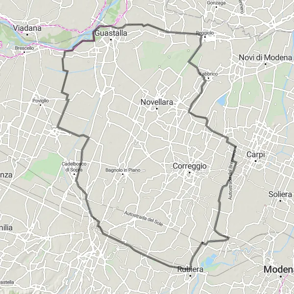 Miniatuurkaart van de fietsinspiratie "Rustige rit door plattelandsdorpen" in Emilia-Romagna, Italy. Gemaakt door de Tarmacs.app fietsrouteplanner