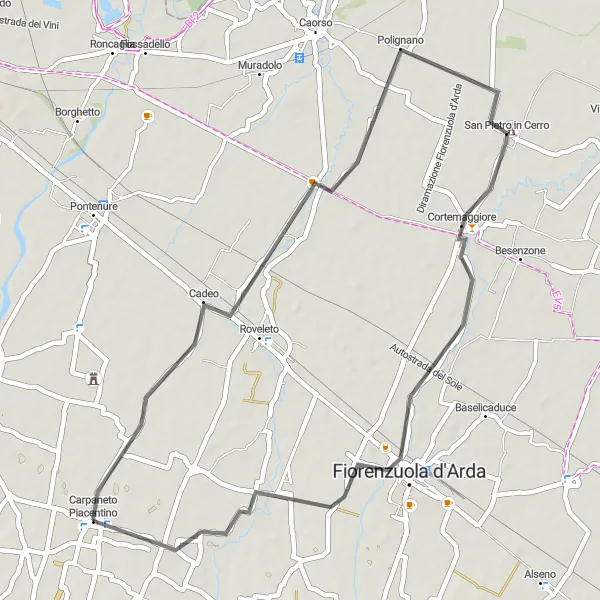 Map miniature of "Countryside Escape" cycling inspiration in Emilia-Romagna, Italy. Generated by Tarmacs.app cycling route planner