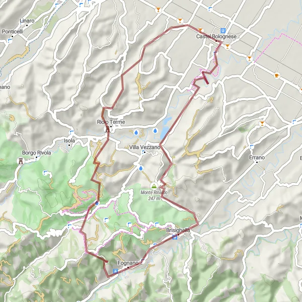 Map miniature of "Gravel Adventure to Monte Mauro" cycling inspiration in Emilia-Romagna, Italy. Generated by Tarmacs.app cycling route planner