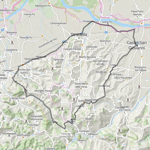 Map miniature of "Challenging Climb to Passo del Carmine" cycling inspiration in Emilia-Romagna, Italy. Generated by Tarmacs.app cycling route planner