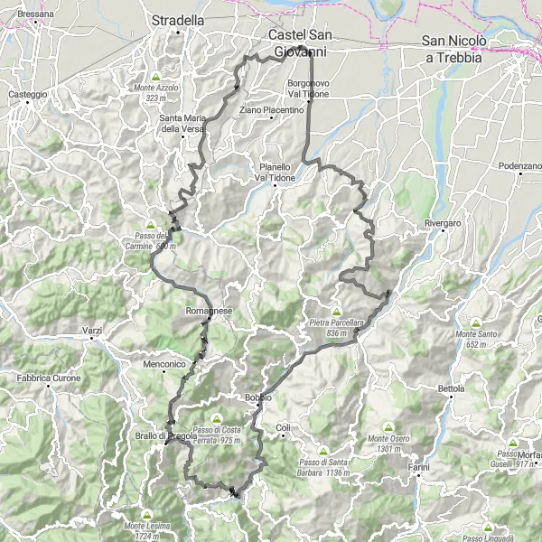 Map miniature of "The Ultimate Climb" cycling inspiration in Emilia-Romagna, Italy. Generated by Tarmacs.app cycling route planner