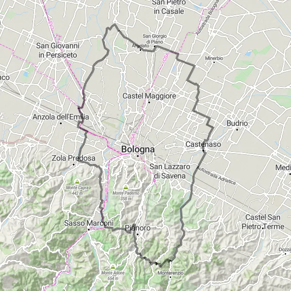 Karten-Miniaturansicht der Radinspiration "Erobern Sie die Höhenmeter von Emilia-Romagna" in Emilia-Romagna, Italy. Erstellt vom Tarmacs.app-Routenplaner für Radtouren