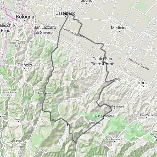 Karten-Miniaturansicht der Radinspiration "Erleben Sie die Geschichte und Kultur auf dieser 110 km langen Radtour durch Emilia-Romagna" in Emilia-Romagna, Italy. Erstellt vom Tarmacs.app-Routenplaner für Radtouren