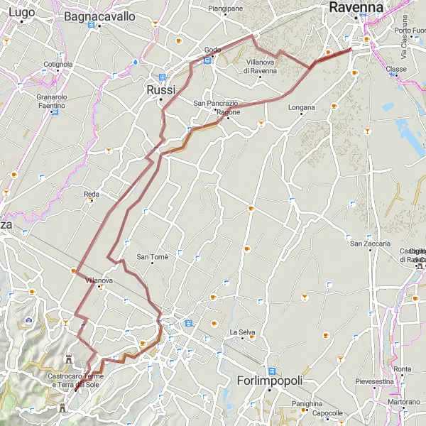 Miniatuurkaart van de fietsinspiratie "Verken Terra del Sole" in Emilia-Romagna, Italy. Gemaakt door de Tarmacs.app fietsrouteplanner