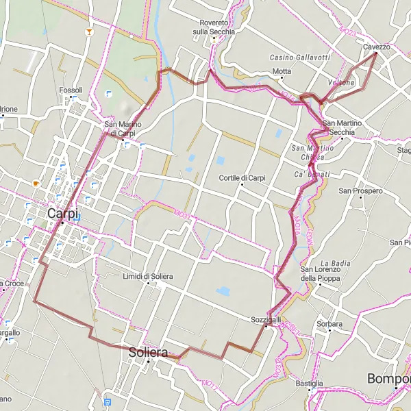 Miniatura mapy "Trasa z Ponte San Martino do Ponte Motta" - trasy rowerowej w Emilia-Romagna, Italy. Wygenerowane przez planer tras rowerowych Tarmacs.app