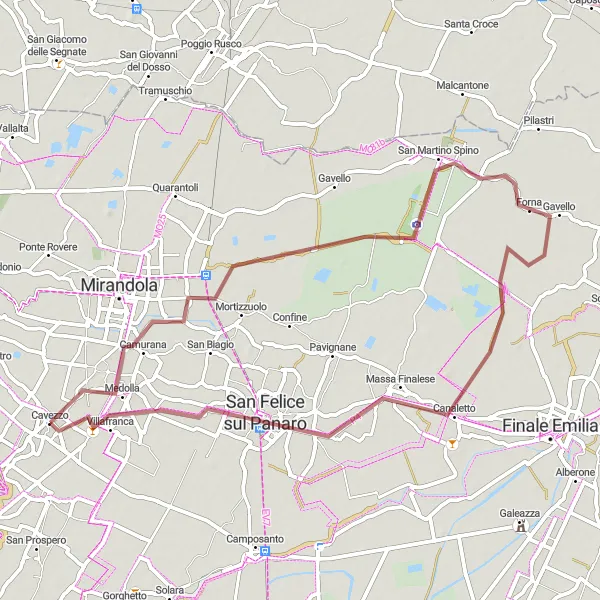 Miniatura mapy "Przejażdżka do Barchessone Barbiere i Massa Finalese" - trasy rowerowej w Emilia-Romagna, Italy. Wygenerowane przez planer tras rowerowych Tarmacs.app