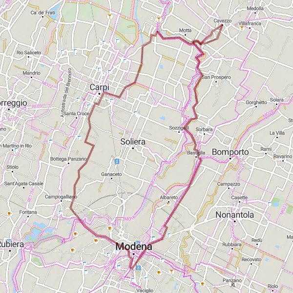 Miniatura mapy "Trasa przez Bastiglia i Modena" - trasy rowerowej w Emilia-Romagna, Italy. Wygenerowane przez planer tras rowerowych Tarmacs.app