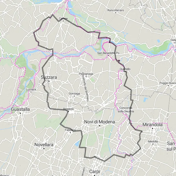 Miniatura mapy "Trasa rowerowa Fossoli - San Possidonio" - trasy rowerowej w Emilia-Romagna, Italy. Wygenerowane przez planer tras rowerowych Tarmacs.app