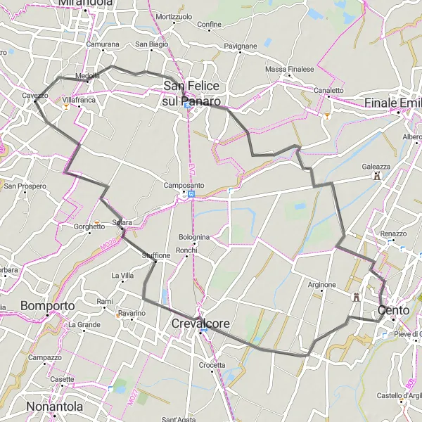 Miniatura mapy "Trasa rowerowa Medolla - Staggia Modenese" - trasy rowerowej w Emilia-Romagna, Italy. Wygenerowane przez planer tras rowerowych Tarmacs.app