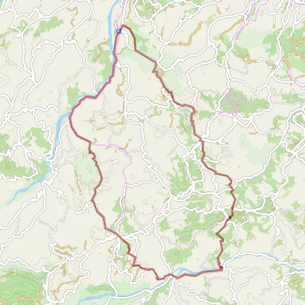 Map miniature of "Ride the Gravel Trails near Ciano d'Enza" cycling inspiration in Emilia-Romagna, Italy. Generated by Tarmacs.app cycling route planner