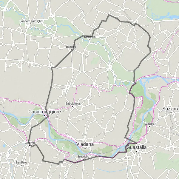 Zemljevid v pomanjšavi "Ravenska pot kolesarjenja" kolesarske inspiracije v Emilia-Romagna, Italy. Generirano z načrtovalcem kolesarskih poti Tarmacs.app