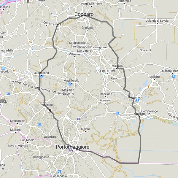 Karten-Miniaturansicht der Radinspiration "Ferrara Radtour" in Emilia-Romagna, Italy. Erstellt vom Tarmacs.app-Routenplaner für Radtouren