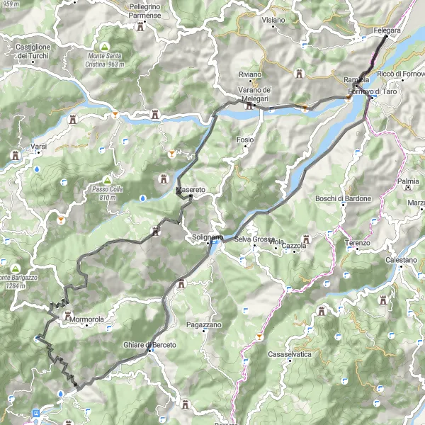 Miniatuurkaart van de fietsinspiratie "Rust en Natuur in Emilia-Romagna" in Emilia-Romagna, Italy. Gemaakt door de Tarmacs.app fietsrouteplanner