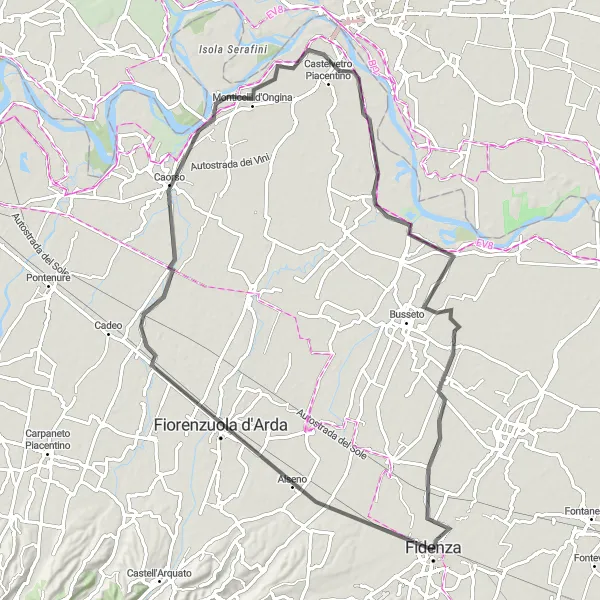 Map miniature of "The Alseno Loop" cycling inspiration in Emilia-Romagna, Italy. Generated by Tarmacs.app cycling route planner