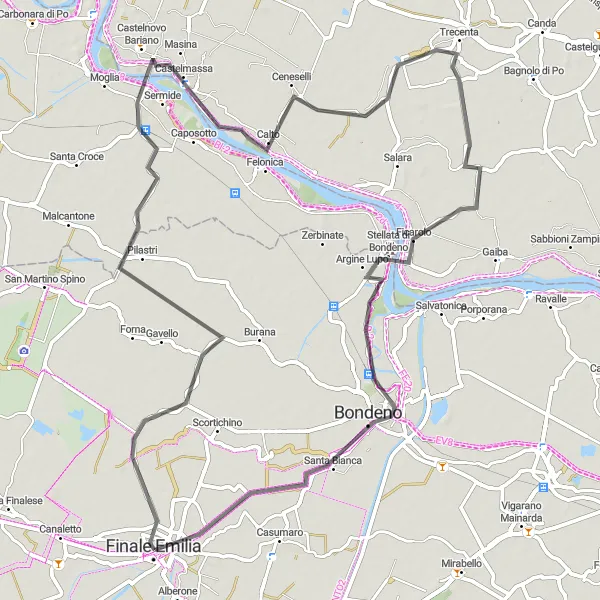 Miniatura della mappa di ispirazione al ciclismo "Strada dei Sapori" nella regione di Emilia-Romagna, Italy. Generata da Tarmacs.app, pianificatore di rotte ciclistiche