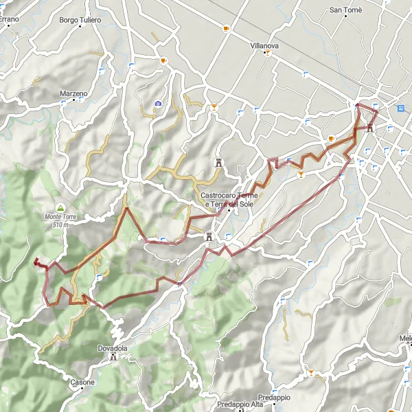 Miniaturekort af cykelinspirationen "Castrocaro Terme e Terra del Sole Adventure" i Emilia-Romagna, Italy. Genereret af Tarmacs.app cykelruteplanlægger