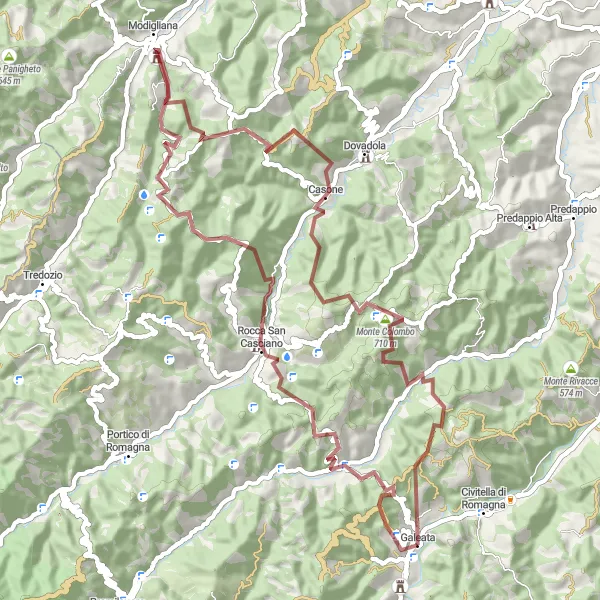 Miniatua del mapa de inspiración ciclista "Aventura en bicicleta por Monte Erno y Monte Martellino" en Emilia-Romagna, Italy. Generado por Tarmacs.app planificador de rutas ciclistas