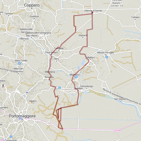 Miniatuurkaart van de fietsinspiratie "Avontuurlijk gravel fietsen in Emilia-Romagna" in Emilia-Romagna, Italy. Gemaakt door de Tarmacs.app fietsrouteplanner